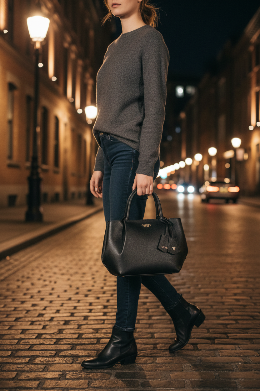 Guess Jeans Nero Poliuretano Women Handbag