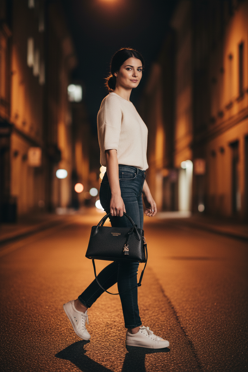 Dámská kabelka Guess Jeans z černého polyuretanu