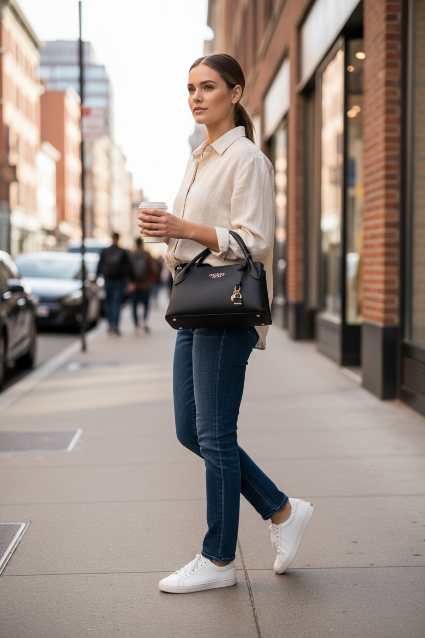 Dámská kabelka Guess Jeans z černého polyuretanu