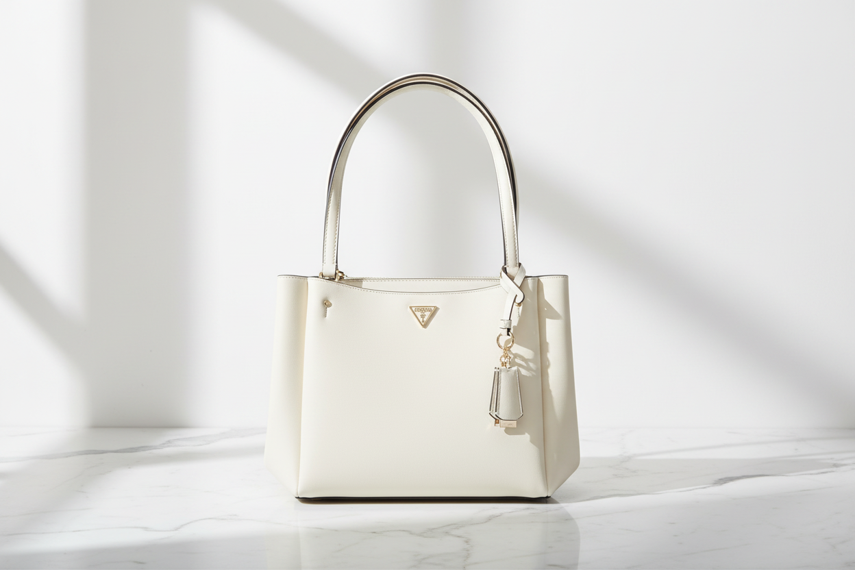 Guess Jeans Bianco Polyuretan Damhandväska