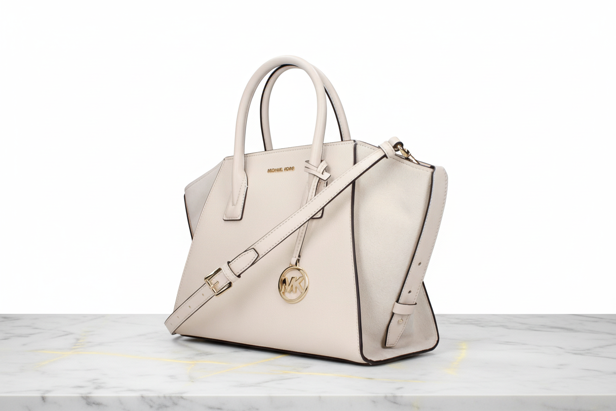 Michael Kors beige läderhandväska