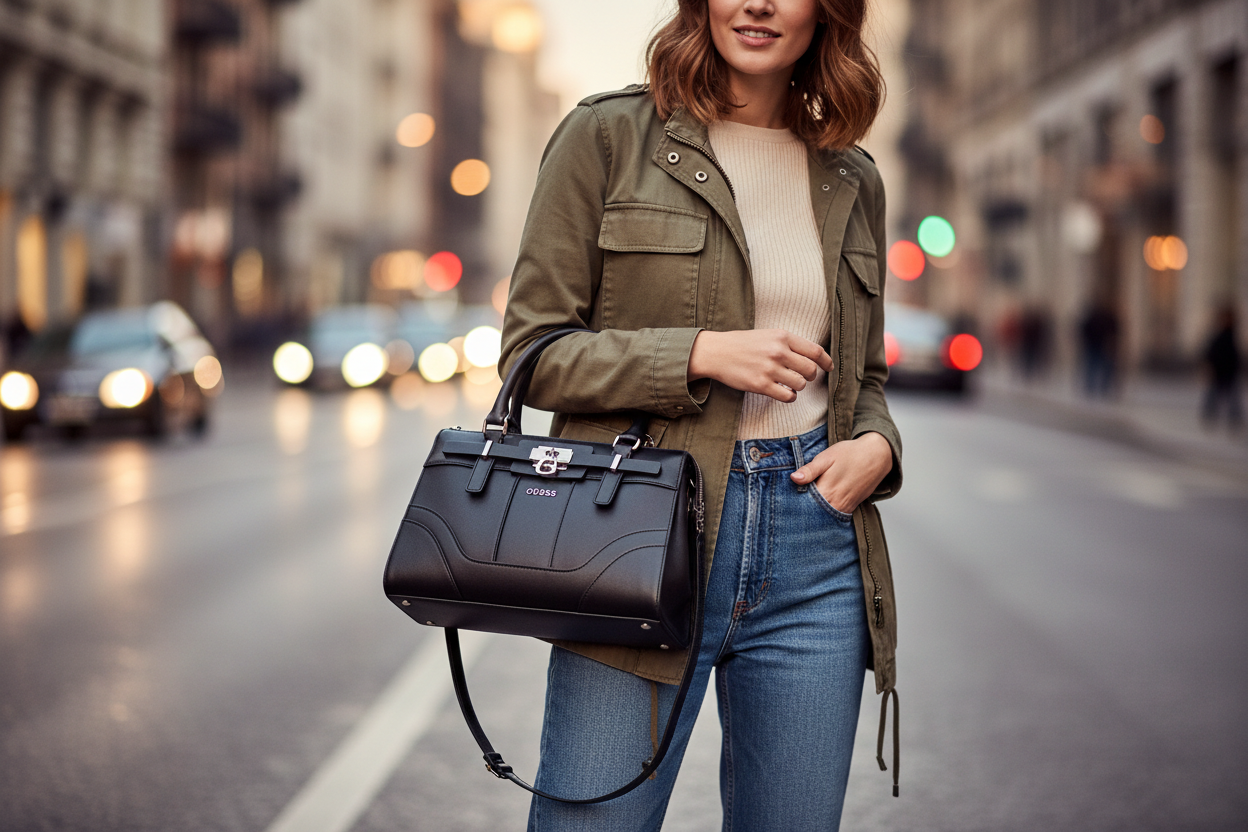 Dámská kabelka Guess Jeans z černého polyuretanu