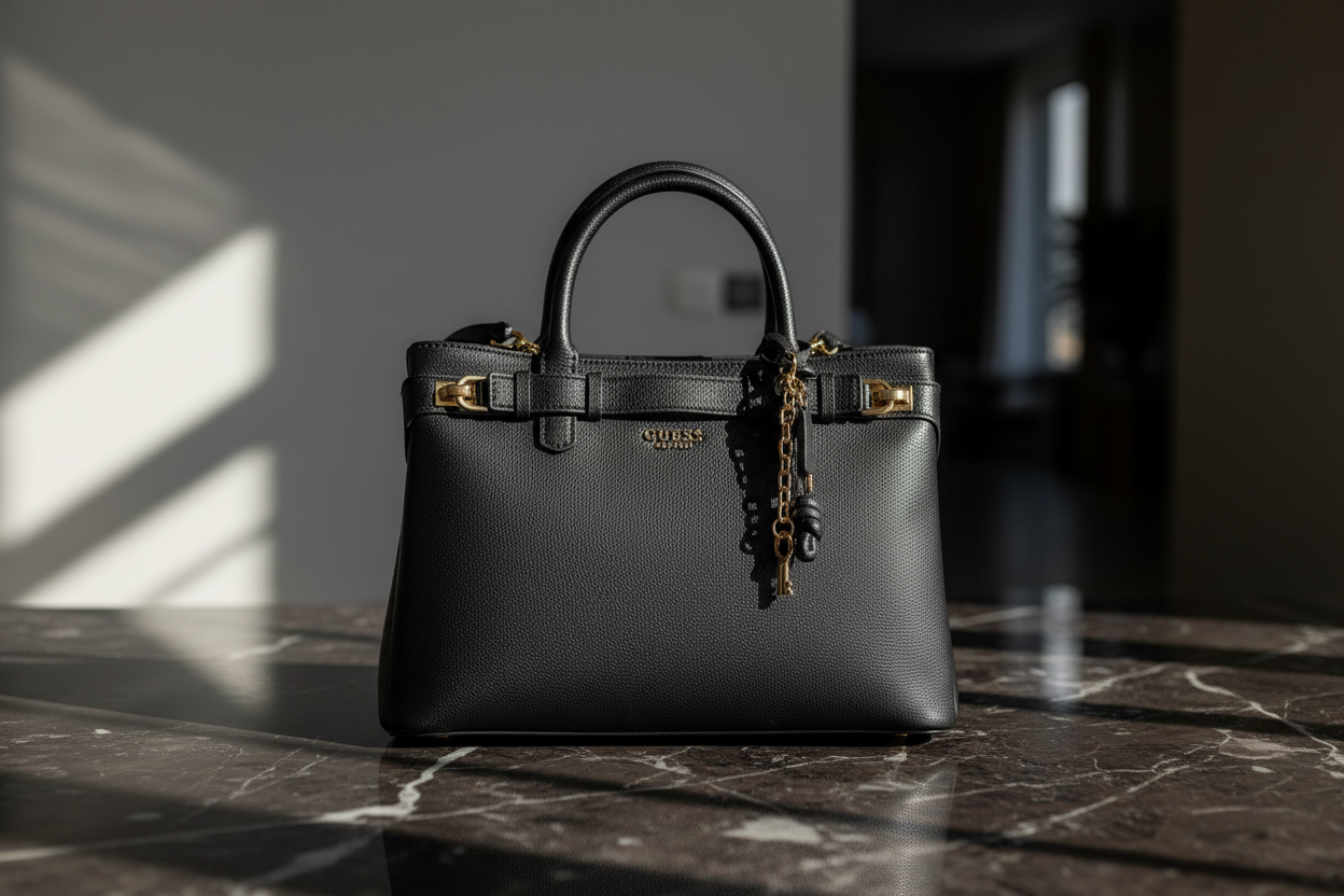 Guess Jeans svart polyuretan handväska för kvinnor