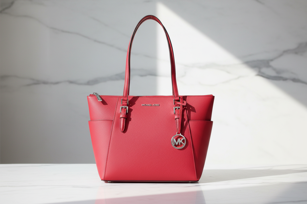 Červená kožená taška přes rameno Michael Kors