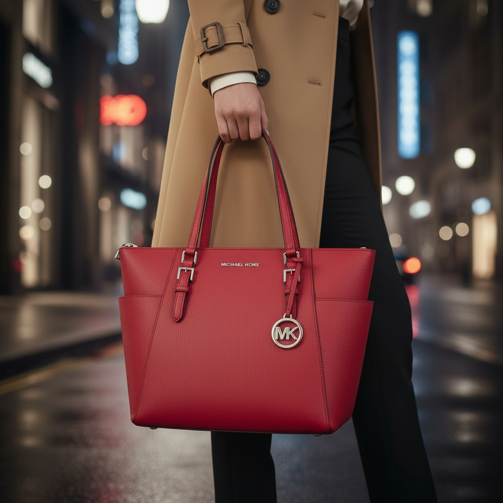 Červená kožená taška přes rameno Michael Kors