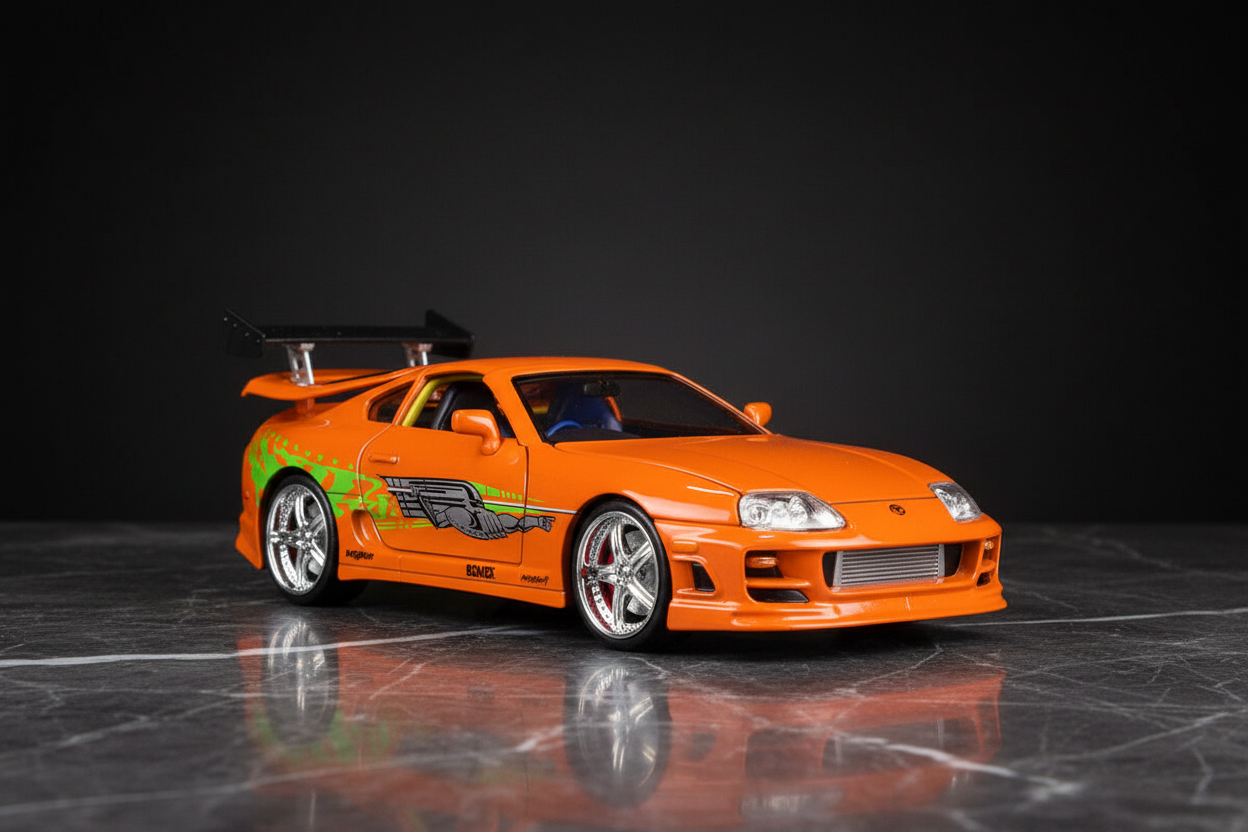 Brian's Toyota Supra Orange with Graphics "Fast & Furious" Movie 1/24 Diecast Model Car by Jada