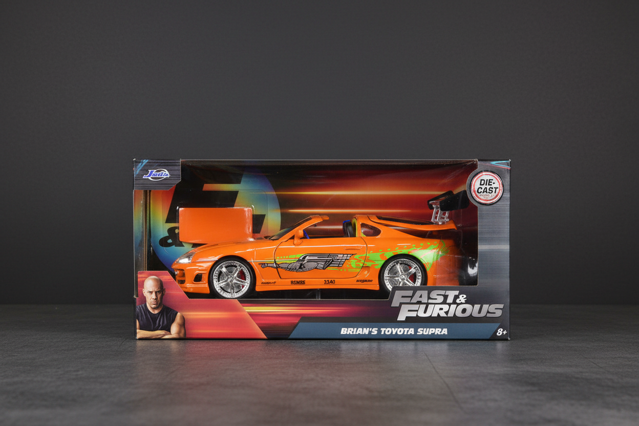 Brian's Toyota Supra Orange with Graphics "Fast & Furious" Movie 1/24 Diecast Model Car by Jada