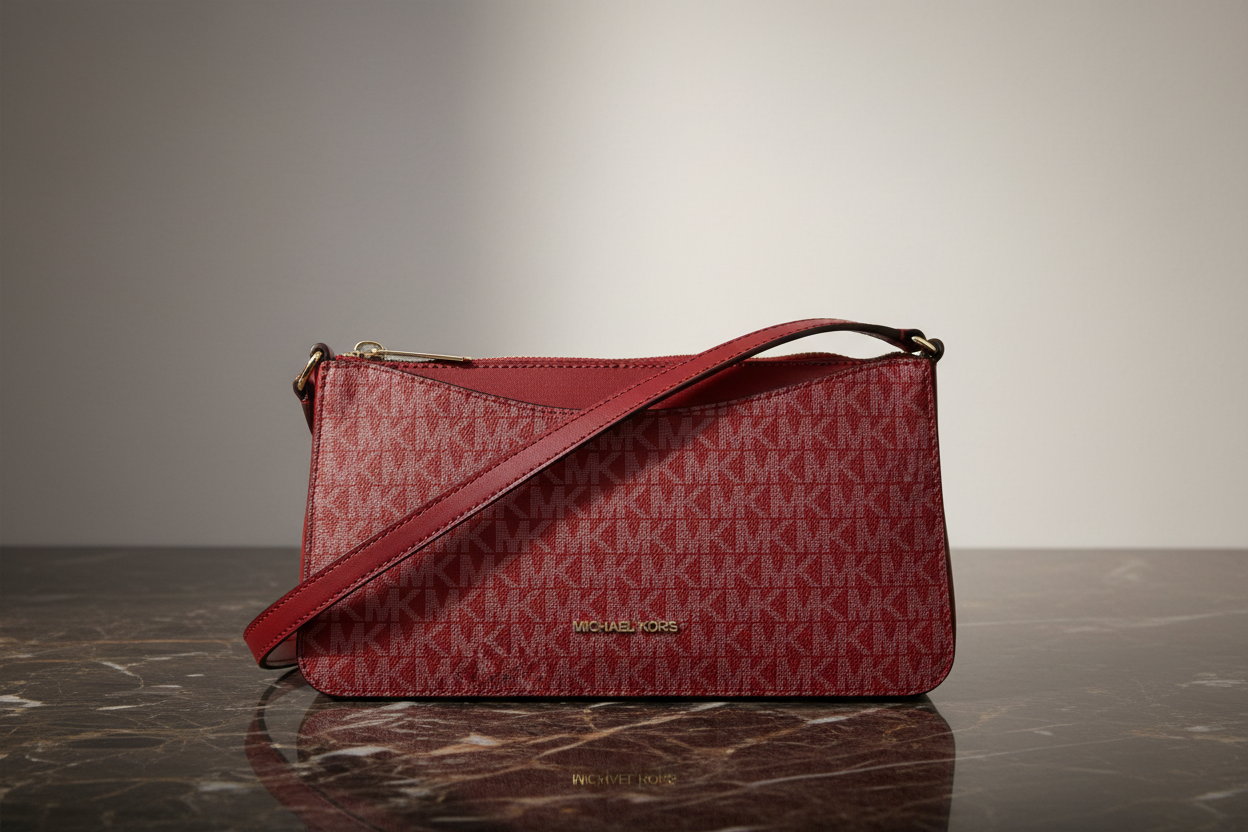 Červená látková crossbody kabelka Michael Kors