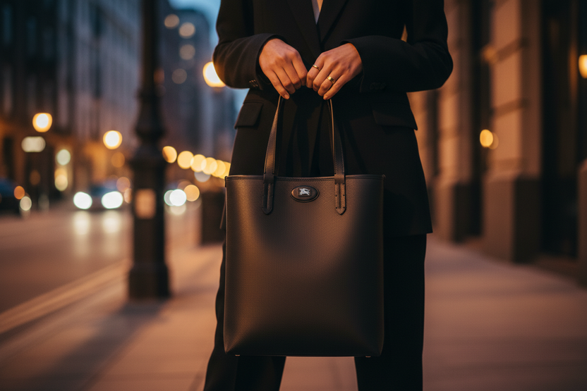 Burberry Black Calf Leather Bos Taurus Shoulder Bag