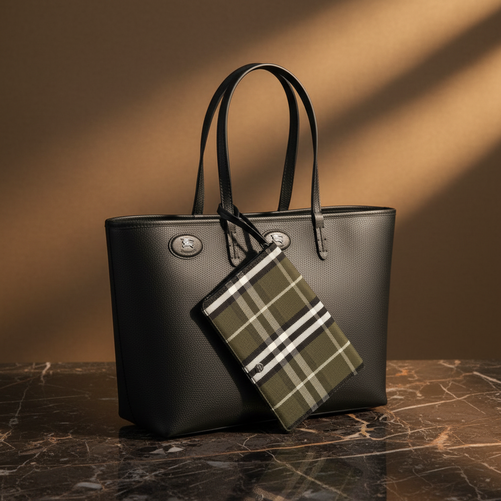 Burberry Black Calf Leather Bos Taurus Shoulder Bag