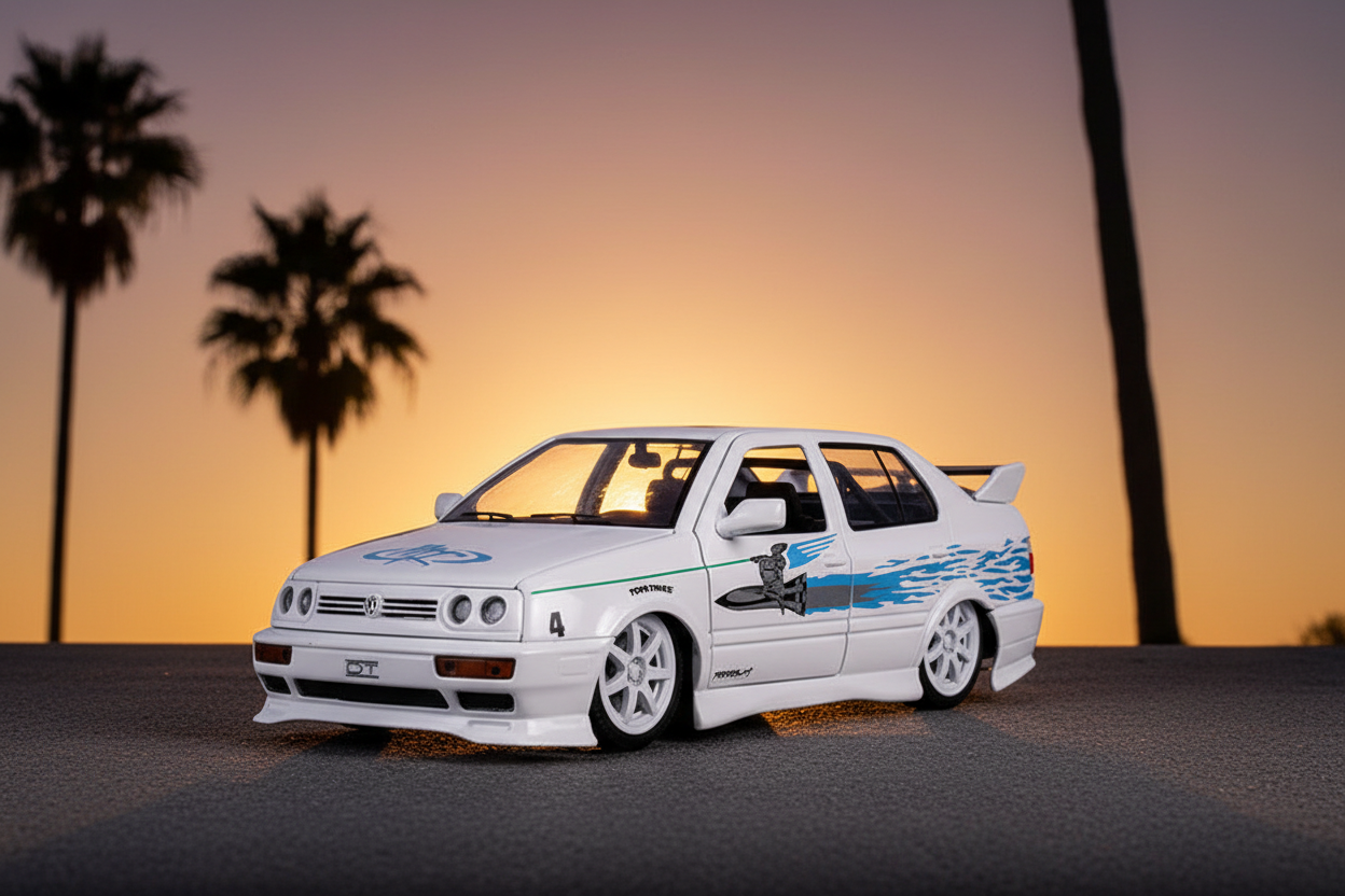 Jesse's Volkswagen Jetta White with Graphics "Fast & Furious" Movie 1/24 Diecast Model Car by Jada