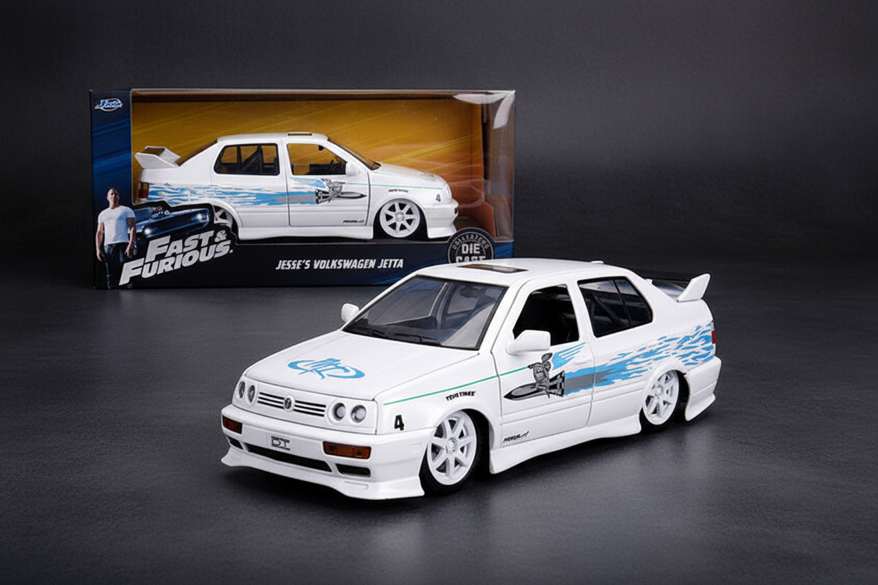 Jesse's Volkswagen Jetta White with Graphics "Fast & Furious" Movie 1/24 Diecast Model Car by Jada