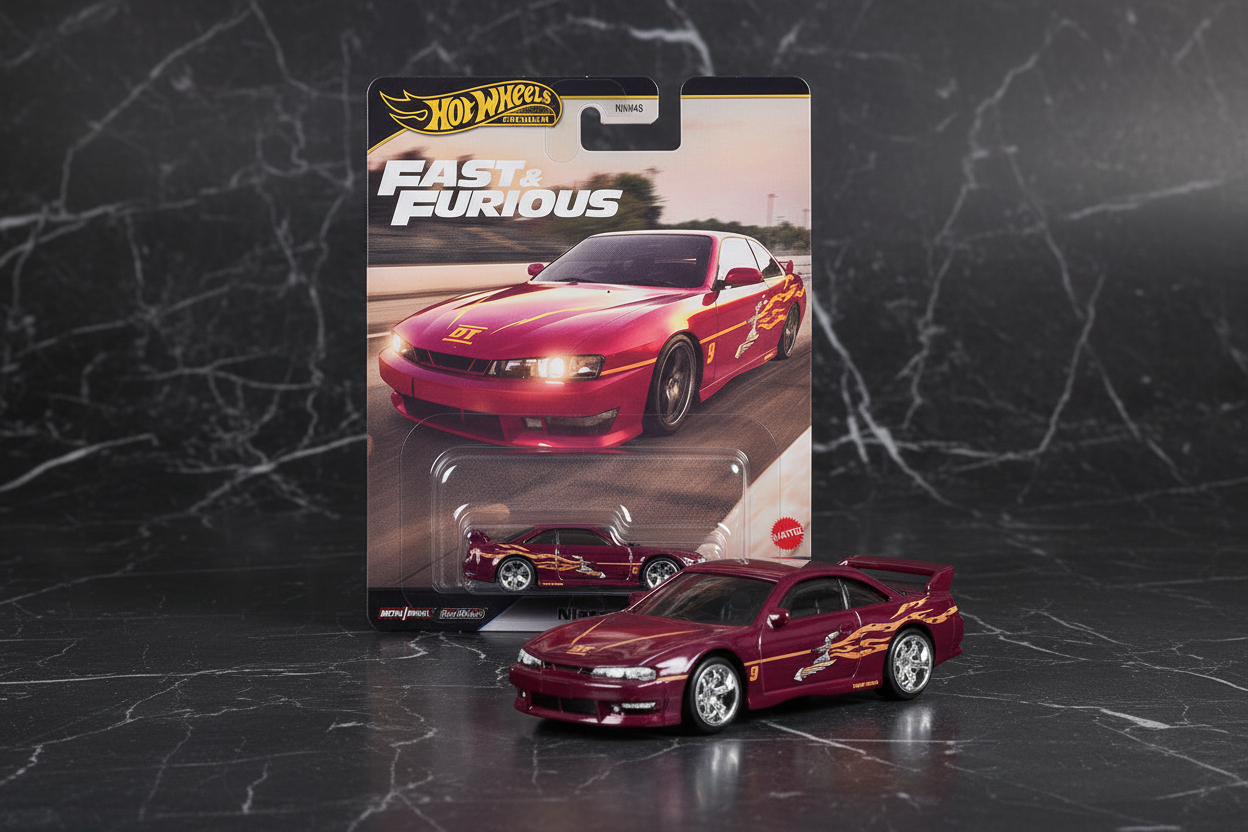 Nissan 240SX (S14) RHD (Right Hand Drive) Maroon with Graphics "The Fast and the Furious" (2001) Movie "Fast & Furious" Series Diecast Model Car by Hot Wheels